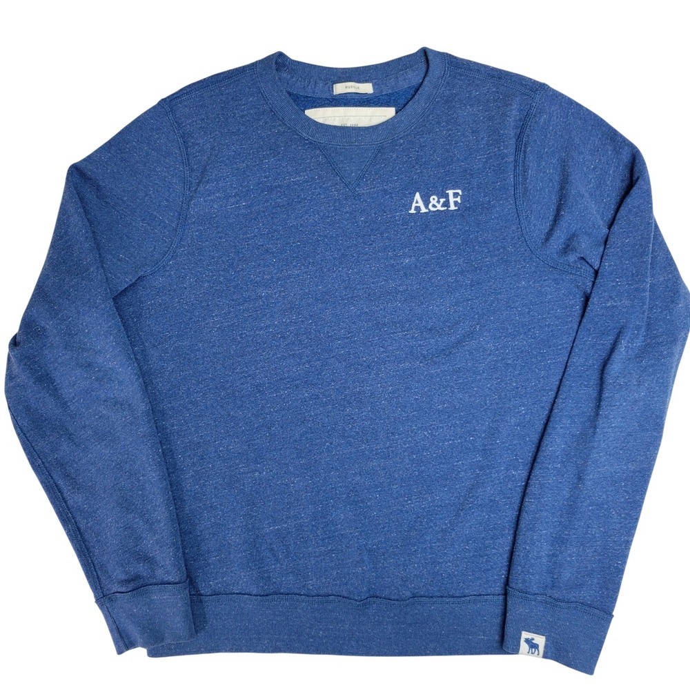 Abercrombie & Fitch Mens XXL Muscle Fit Crewneck Sweatshirt Blue Heather A&F